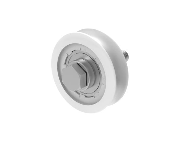 Laufrolle mit „U“ profil mit stütze und lager, INOX / NYLON, D80